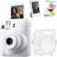 Instax mini 12 Beyaz Fotoğraf Makinesi Simli Pleksi Kılıf Çerçeve ve 20'li Film Hediye Seti-FOTSI001