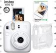 Instax mini 12 Beyaz Fotoğraf Makinesi-10'lu Film ve Şeffaf Kılıf Seti