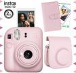 Instax mini 12 Pembe Fotoğraf Makinesi-10'lu Film-Laporta Albüm ve Deri Kılıf Seti