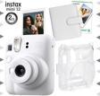 Instax mini 12 Beyaz Fotoğraf Makinesi-10'lu Film-Kare Albüm ve Şeffaf Kılıf Seti