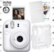 Instax mini 12 Beyaz Fotoğraf Makinesi-10'lu Film-Laporta Albüm ve Şeffaf Kılıf Seti