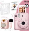 Instax mini 12 Pembe Fotoğraf Makinesi-10'lu Film-Şeffaf Kılıf ve Divoom Fairy-OK Pembe Karaoke Mikr