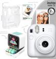 Instax mini 12 Beyaz Fotoğraf Makinesi-10'lu Film-Şeffaf Kılıf ve Divoom Ditoo Pro Beyaz Uyarlanabil