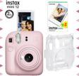 Instax mini 12 Pembe Fotoğraf Makinesi-20'li Film ve Şeffaf Kılıf Seti