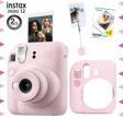 Instax mini 12 Pembe Fotoğraf Makinesi-20'li Film-Kıskaçlı Resim Standı ve Silikon Kılıf Seti