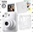 Instax mini 12 Beyaz Fotoğraf Makinesi-20'lu Film-Kare Albüm ve Şeffaf Kılıf Seti