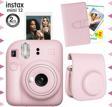 Instax mini 12 Pembe Fotoğraf Makinesi-20'li Film-Laporta Albüm ve Deri Kılıf Seti