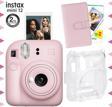 Instax mini 12 Pembe Fotoğraf Makinesi-20'li Film-Laporta Albüm ve Şeffaf Kılıf Seti