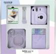 Instax mini 12 Lila Fotoğraf Makinesi 10'lu Film Simli Pleksi Kılıf Mandal ve Kıskaçlı Resim Standı 