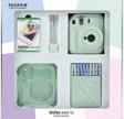 Instax mini 12 Yeşil Fotoğraf Makinesi 10'lu Film Simli Pleksi Kılıf Mandal ve Kıskaçlı Resim Standı