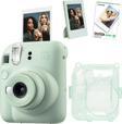 Instax mini 12 Yeşil Fotoğraf Makinesi Simli Pleksi Kılıf Çerçeve ve 10'lu Film Hediye Seti-FOTSI001