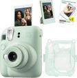 Instax mini 12 Yeşil Fotoğraf Makinesi Simli Pleksi Kılıf Çerçeve ve 20'li Film Hediye Seti-FOTSI001
