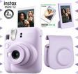 Instax mini 12 Lila Fotoğraf Makinesi-10'lu Film-Çerçeve ve Deri Kılıf Seti