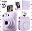 Instax mini 12 Lila Fotoğraf Makinesi-10'lu Film-Çerçeve-Kare Albüm ve Deri Kılıf Seti