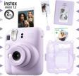Instax mini 12 Lila Fotoğraf Makinesi-10'lu Film-Kıskaçlı Stand-PVC Albüm ve Simli Pleksi Kılıf Seti