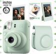 Instax mini 12 Yeşil Fotoğraf Makinesi-10'lu Film-Çerçeve ve Deri Kılıf Seti