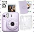 Instax mini 12 Lila Fotoğraf Makinesi-10'lu Film-Laporta Albüm ve Şeffaf Kılıf Seti