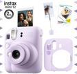 Instax mini 12 Lila Fotoğraf Makinesi-20'li Film-Kıskaçlı Resim Standı ve Silikon Kılıf Seti