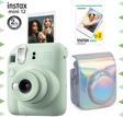 Instax mini 12 Yeşil Fotoğraf Makinesi-20'li Film ve Parlak Kılıf Seti
