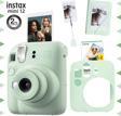 Instax mini 12 Yeşil Fotoğraf Makinesi-20'li Film-Kıskaçlı Stand-Mini Albüm ve Silikon Kılıf Seti