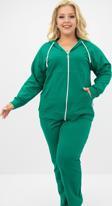 Koza Butik Kadın Büyük Beden Kapüşonlu Cep Detaylı Eşofman Takımı 8139-25 Benetton Yeşil 2XL