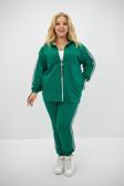 Koza Butik Kadın Büyük Beden Kapüşonlu Baskı Detaylı Eşofman Takımı 8136-25 Benetton Yeşil 2XL