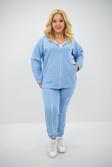 Koza Butik Kadın Büyük Beden Kapüşonlu Fermuar Detaylı Eşofman Takımı 8130-25 Bebe Mavi XL