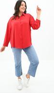 Koza Butik Kadın Büyük Beden Bağlama Detaylı Gömlek 1709-25 Kırmızı 3XL