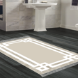 Dekoreko Kaymaz Taban Djt Banyo Halısı Yıldız Deri Saçaklı Modern 657M Camel