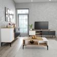 Alonex Tarz Tv Ünitesi 180 Cm-Orta Sehpa-Konsol 180 Cm 3'Lü Set Beyaz-Antrasit Rengi