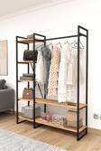 Mobitopya Nilamu Elbise Dolabı, Metal Aksamlı, Beyaz, Açık Dolap, Organizer, Askılık 130*170*34 Cm
