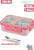 Vagonlife Lunch Box 700 ML Tek Kat İki Bölmeli Metal Kaşıklı Yeni Nesil Sefer Tası-FFLBOX7096