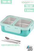 Vagonlife Lunch Box 700 ML Tek Kat İki Bölmeli Metal Kaşıklı Yeni Nesil Sefer Tası-FFLBOX7096