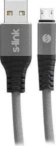 S-Link Swapp 1 m 2.4A Micro USB Kılıflı Gri Data ve Şarj Kablosu