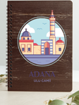 Adana Ulu Camii Şehir Tasarım Ahşap Kapaklı Defter Kraft Kağıt Özel Tasarım Hediye