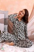 Nisanca Kışlık Düğmeli Ekose Desen Yılbaşı Temalı  Kadın Süet Pijama Takımı