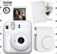 Instax mini 12 Beyaz Fotoğraf Makinesi-10'lu Film-Laporta Albüm ve Deri Kılıf Seti