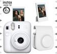 Instax mini 12 Beyaz Fotoğraf Makinesi-Çerçeve ve Deri Kılıf Seti