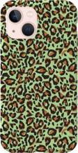 iPhone 13 Açık Yeşil Renkli Silikon Telefon Kılıfı - Leopar
