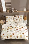Tabu Home Ayıcıklı Kalpli Çarşafı Lastikli Çift Kişilik Nevresim Takımı