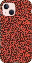 iPhone 13 Turuncu Renkli Silikon Telefon Kılıfı - Leopar