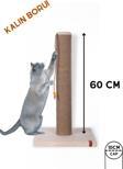 Pugalo 60 cm Catnipli Kalın Borulu Dev Tırmalama Tahtası Krem