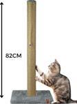 Pugalo 82 cm Lüx Tırmalama Tahtası Catnipli Jüt Tırmalama Gri