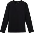 Siyah Basic Unisex Çocuk Sıfır Yaka Uzun Kollu Tişört