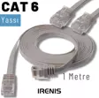 IRENIS 1 Metre CAT6 Kablo Yassı Ethernet Network Lan Ağ İnternet Kablosu, Gri