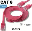 IRENIS 15 Metre CAT6 Kablo Yassı Ethernet Network Lan Ağ İnternet Kablosu