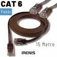 IRENIS 15 Metre CAT6 Kablo Yassı Ethernet Network Lan Ağ İnternet Kablosu