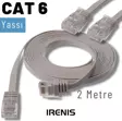 IRENIS 2 Metre CAT6 Kablo Yassı Ethernet Network Lan Ağ İnternet Kablosu
