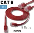 IRENIS 5 Metre CAT6 Kablo Yassı Ethernet Network Lan Ağ İnternet Kablosu