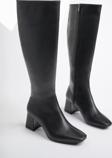 Muggo KAROLİNE Garantili Küt Burun Yandan Fermuarlı Topuklu Kadın Çizme 